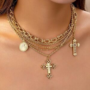 Gold Layered Cross Necklace A1384